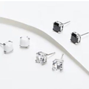 Affinity Gems Set of 3 Cushion Cut Stud Earrings, Sterling Silver